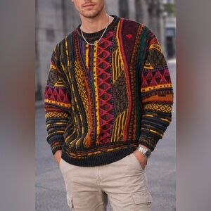 Vintage Kalaroo Australia Pure Wool Sweater Coogi Style Multicolor Size Medium